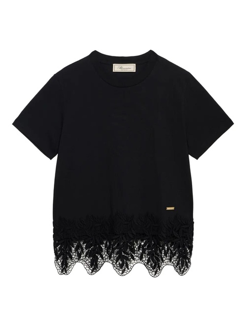 Blumarine lace-trim T-shirt - Black - zdjęcie produktu nr 1