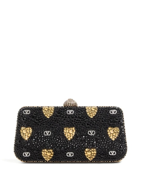 Valentino Garavani heart motif embellished clutch bag - Black - zdjęcie produktu nr 2