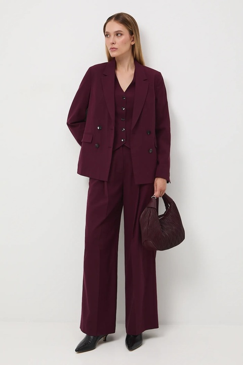 Medicine marynarka dwurzędowa damska kolor bordowy dwurzędowa gładka - zdjęcie produktu nr 1