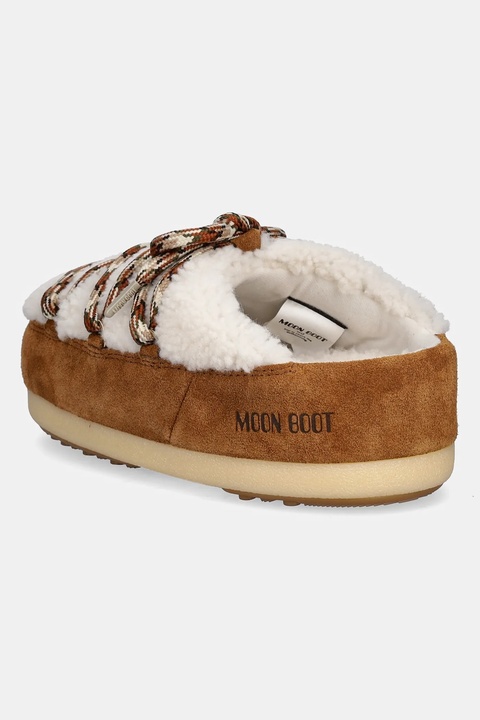 Moon Boot śniegowce zamszowe MB EVX MULE SHEARLING kolor brązowy na platformie 80D1470100 MA03 - zdjęcie produktu nr 1