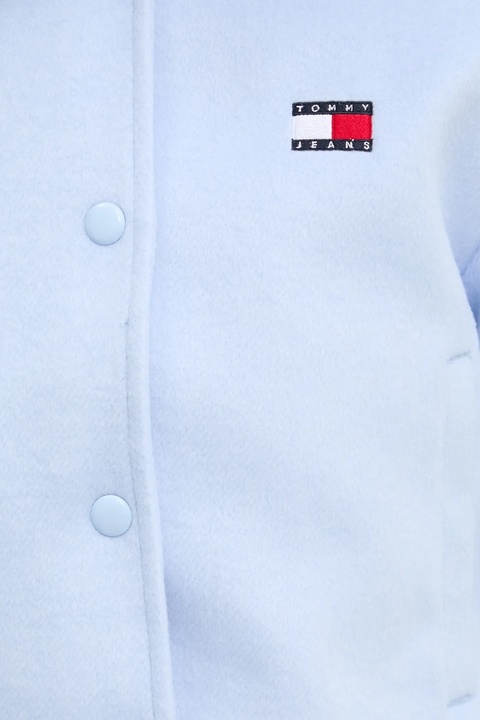Tommy Jeans kurtka z domieszką wełny kolor niebieski przejściowa oversize DW0DW20165 - zdjęcie produktu nr 2