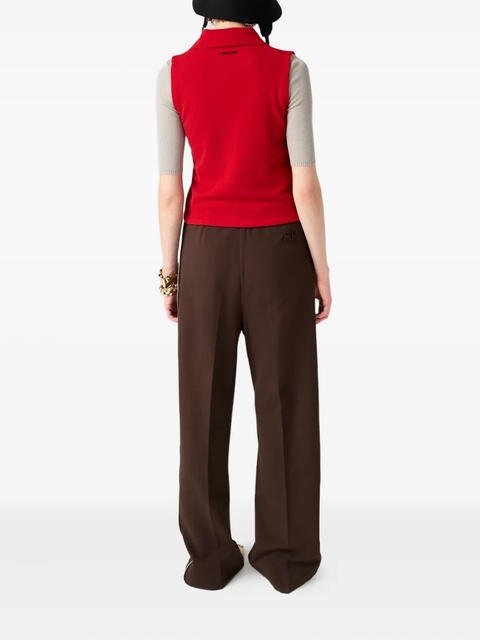Miu Miu ribbed-collar zip-front sleeveless vest - Red - zdjęcie produktu nr 2