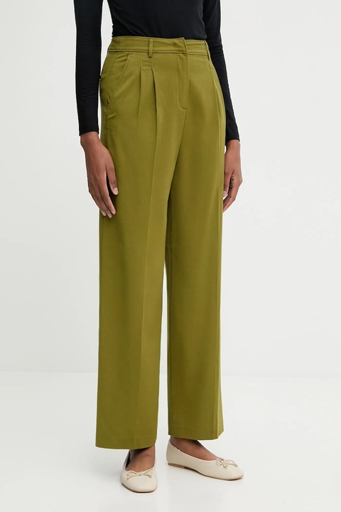 United Colors of Benetton spodnie damskie kolor zielony proste high waist 4YVXDF09R - zdjęcie produktu nr 2