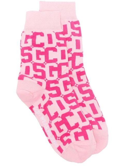 GCDS intarsia-knit logo socks - Pink - zdjęcie produktu nr 1
