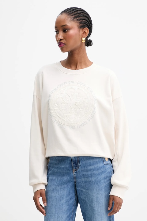Guess bluza 4G damska kolor beżowy z aplikacją W5YQ07 KB681 - zdjęcie produktu nr 1