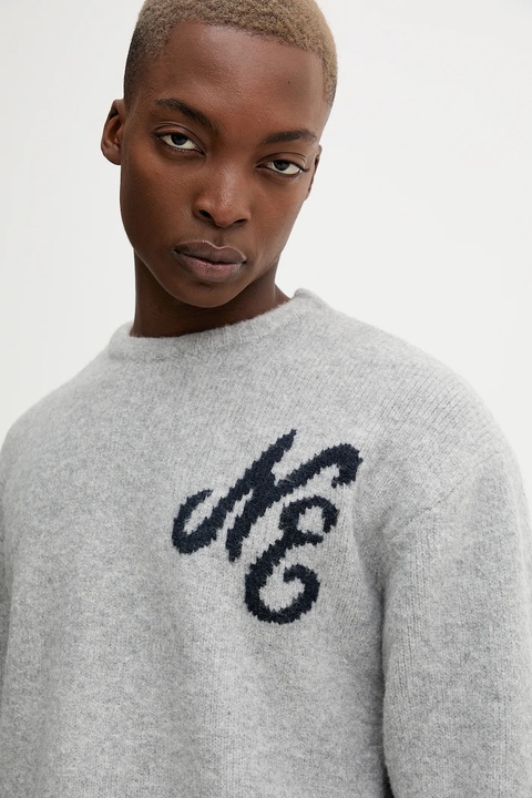 New Era sweter z domieszką wełny kolor szary 60684380 - zdjęcie produktu nr 2
