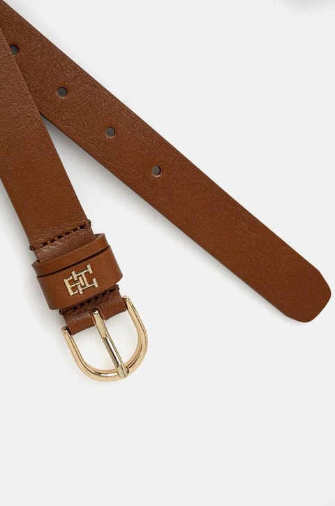 Tommy Hilfiger pasek skórzany damski kolor brązowy AW0AW16836 - zdjęcie produktu nr 2