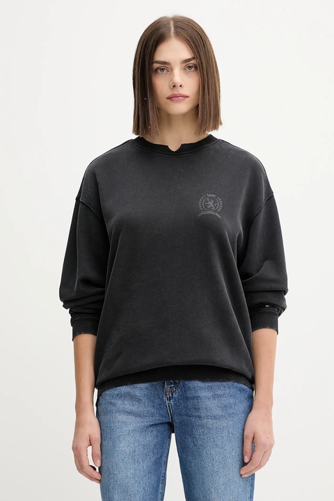 Tommy Jeans bluza bawełniana damska kolor czarny z nadrukiem DW0DW21586 - zdjęcie produktu nr 1