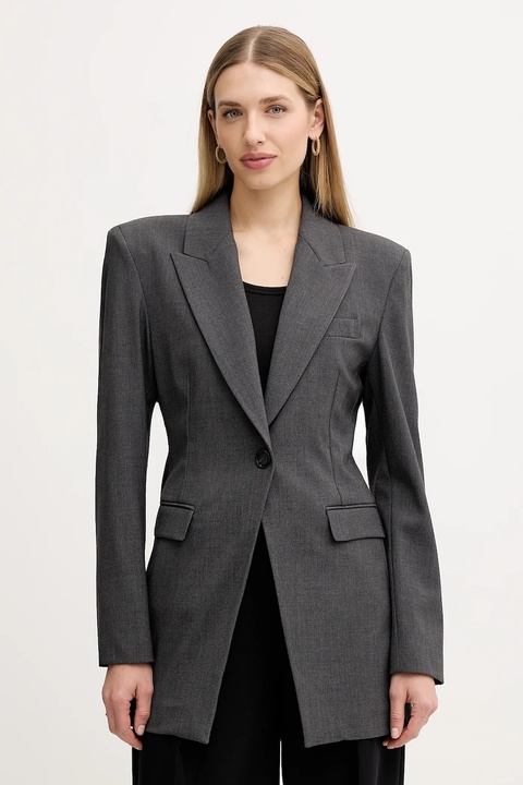 Pinko marynarka kolor szary jednorzędowa gładka 106097 A2ZT - zdjęcie produktu nr 1