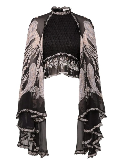 ZIMMERMANN Dream Burnout ruffled blouse - Black - zdjęcie produktu nr 1