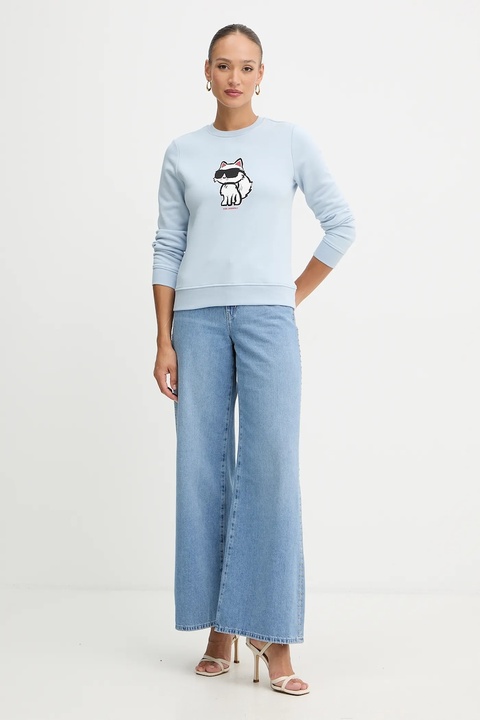 Karl Lagerfeld bluza damska kolor niebieski z nadrukiem A4W20043 - zdjęcie produktu nr 2