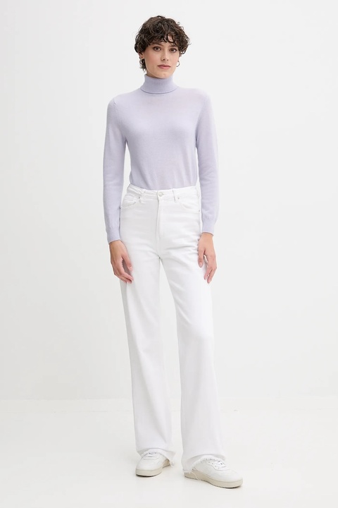 United Colors of Benetton sweter wełniany damski kolor fioletowy z golfem 1002D2348 - zdjęcie produktu nr 2