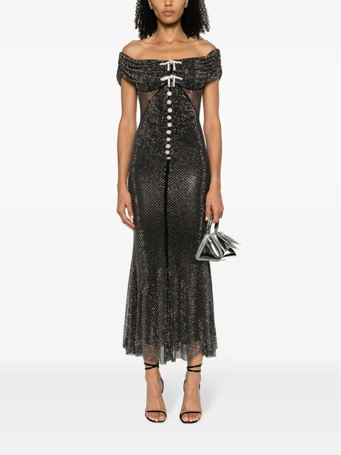 Self-Portrait crystal-embellished off-shoulder maxi dress - Black - zdjęcie produktu nr 1