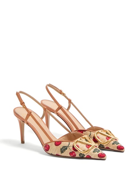 Valentino Garavani 80mm VLogo Signature Cherryfic-print pumps - Neutrals - zdjęcie produktu nr 2