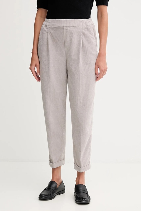 United Colors of Benetton spodnie sztruksowe damskie kolor szary proste high waist 4HA2556K4 - zdjęcie produktu nr 1