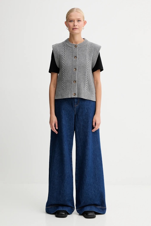 Levi's kamizelka z dodatkiem wełny damski kolor szary ciepły 0038D - zdjęcie produktu nr 2