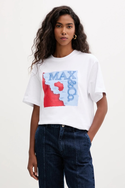 MAX&Co. t-shirt bawełniany damski kolor biały 2528976031200 - zdjęcie produktu nr 1