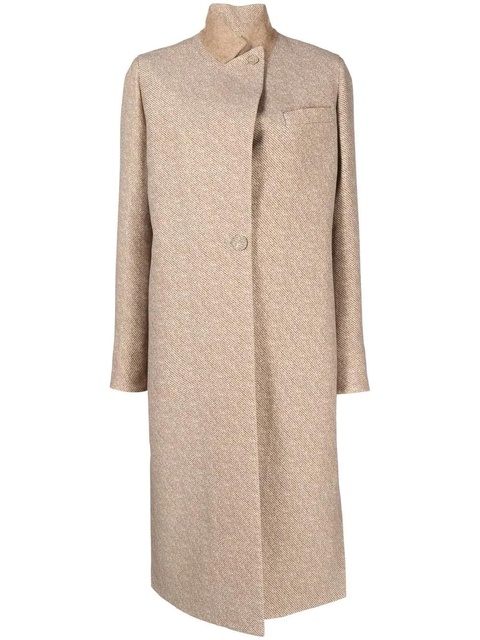 FENDI stand-collar wool-silk coat - Brown - zdjęcie produktu nr 1