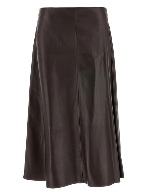 The Row Hedora flared leather midi skirt - Brown - zdjęcie produktu nr 1