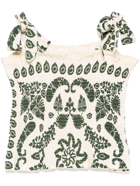 SANDRO floral-print smocked top - Neutrals - zdjęcie produktu nr 1