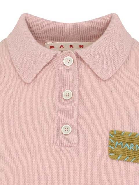 Marni button logo-appliqué polo top - Pink - zdjęcie produktu nr 2