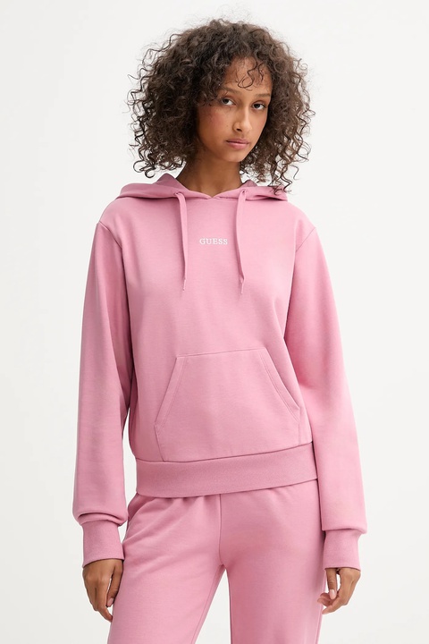 Guess bluza SOFIA damska kolor różowy z kapturem gładka O5RQ02 KCO31 - zdjęcie produktu nr 1