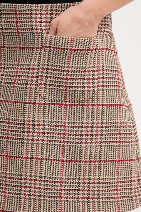 Tommy Hilfiger spódnica z domieszką wełny kolor brązowy mini rozkloszowana WW0WW48265 - zdjęcie produktu nr 1