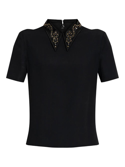 Versace embellished-collar short-sleeve blouse - Black - zdjęcie produktu nr 1