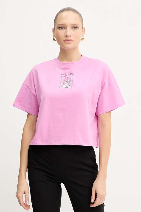 Karl Lagerfeld t-shirt bawełniany damski kolor różowy A4W17086 - zdjęcie produktu nr 1