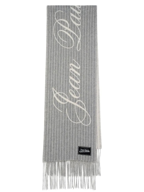 Jean Paul Gaultier pinstripes fringed scarf - Grey - zdjęcie produktu nr 2