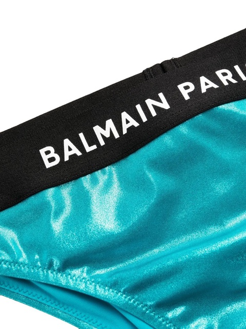 Balmain logo-band one-shoulder bikini - Blue - zdjęcie produktu nr 2