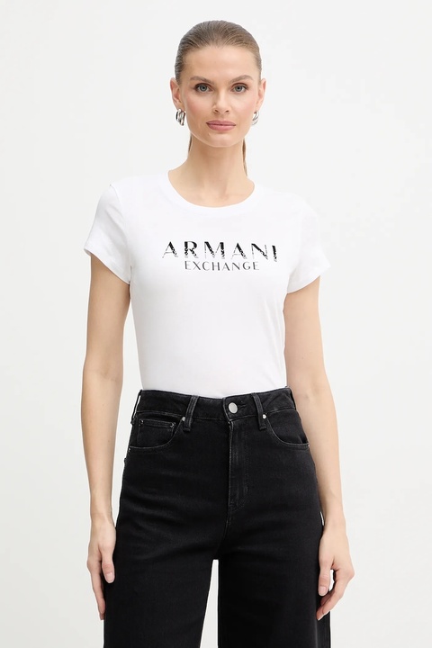 Armani Exchange t-shirt bawełniany damski kolor biały XW001351 AF17172 - zdjęcie produktu nr 1