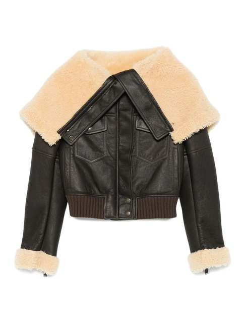 Alexander McQueen shearling-collar leather jacket - Brown - zdjęcie produktu nr 1