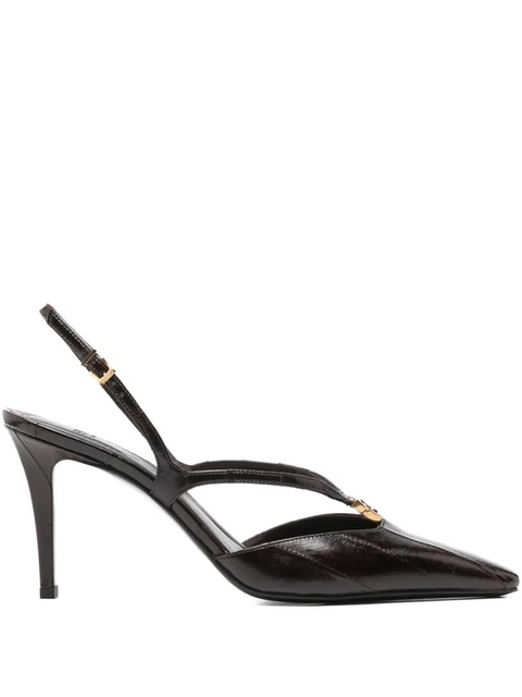 FENDI leather high-heeled slingback pumps - Brown - zdjęcie produktu nr 1