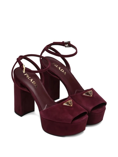Prada 115mm logo-plaque heeled pumps - Brown - zdjęcie produktu nr 1