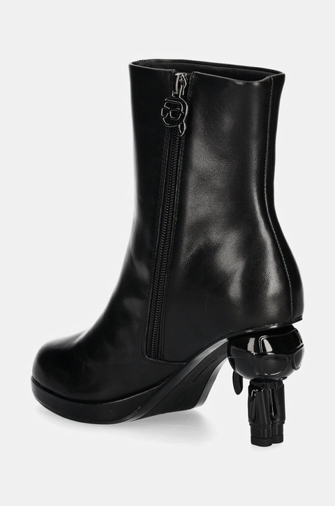 Karl Lagerfeld botki skórzane IKON ISLAND damskie kolor czarny na słupku KL39064 - zdjęcie produktu nr 2