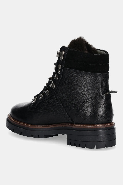 Barbour workery skórzane Bamburgh damskie kolor czarny na płaskim obcasie LFO0770BK51 - zdjęcie produktu nr 2