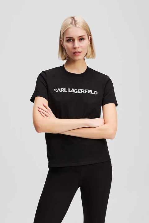 Karl Lagerfeld t-shirt bawełniany damski kolor czarny A3W17102 - zdjęcie produktu nr 1