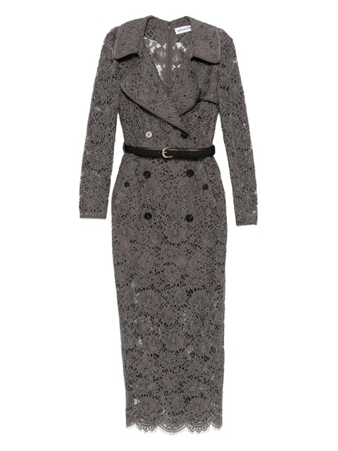 Self-Portrait floral-lace belted day dress - Grey - zdjęcie produktu nr 1
