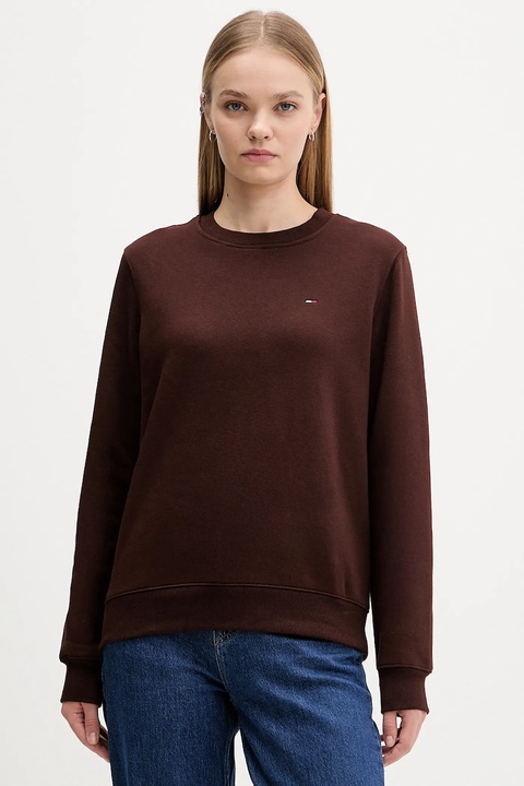 Tommy Jeans bluza damska kolor brązowy gładka DW0DW19959 - zdjęcie produktu nr 1