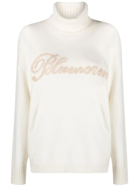 Blumarine logo-lettering rollneck jumper - Neutrals - zdjęcie produktu nr 1