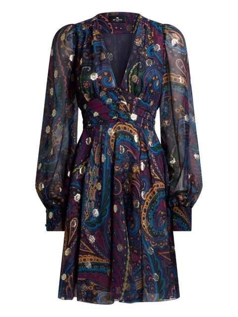 ETRO paisley-print V-neck mini day dress - Blue - zdjęcie produktu nr 1