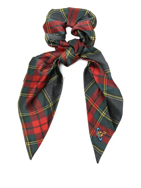 Vivienne Westwood tartan-plaid silk scrunchie - Red - zdjęcie produktu nr 2