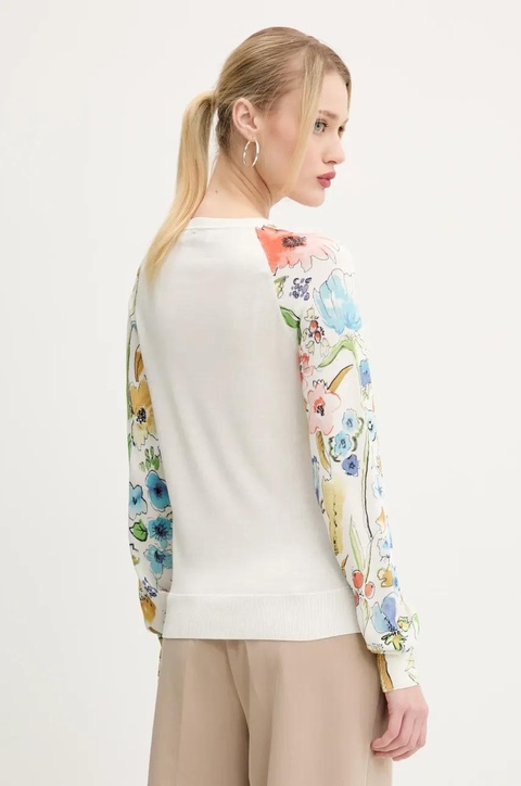 Desigual sweter z domieszką lnu RANDERS damski kolor beżowy lekki 25SWJF31 - zdjęcie produktu nr 2