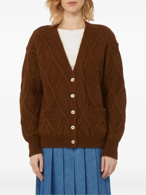Weekend Max Mara diamond-pattern cable-knit cardigan - Brown - zdjęcie produktu nr 2