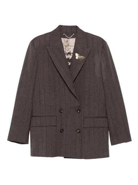 Golden Goose pinstripe butterfly-brooch blazer - Brown - zdjęcie produktu nr 1