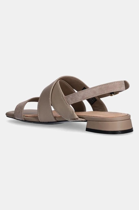 Tommy Hilfiger sandały skórzane LEATHER & SUEDE FLAT SANDAL damskie kolor beżowy FW0FW08507 - zdjęcie produktu nr 2