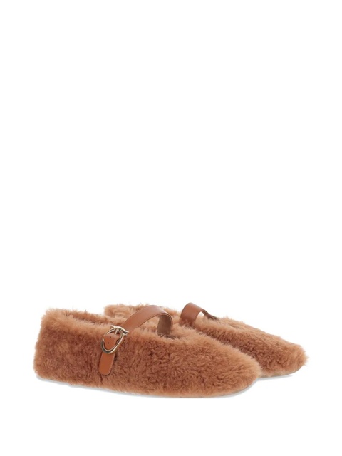 Ferragamo shearling ballet flats - Brown - zdjęcie produktu nr 2