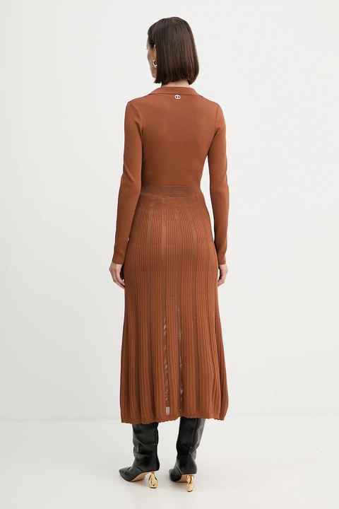 Twinset sukienka kolor brązowy maxi rozkloszowana 252TP3110 - zdjęcie produktu nr 2