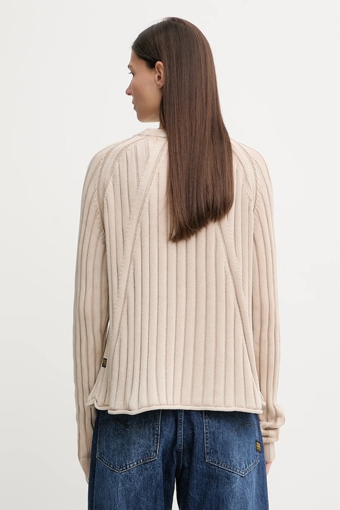 G-Star sweter bawełniany 0 damski kolor beżowy lekki D27725.D630 - zdjęcie produktu nr 2
